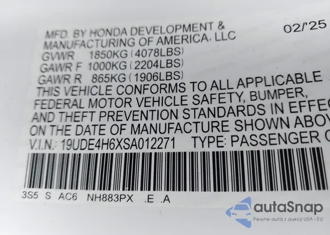 2025 Acura Integra A-Spec Technology from USA, damaged, VIN 19UDE4H6XSA012271